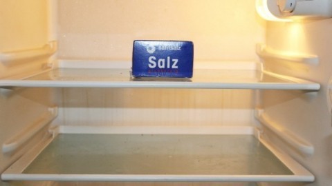Schimmel im leeren Kühlschrank mit Salz vermeiden