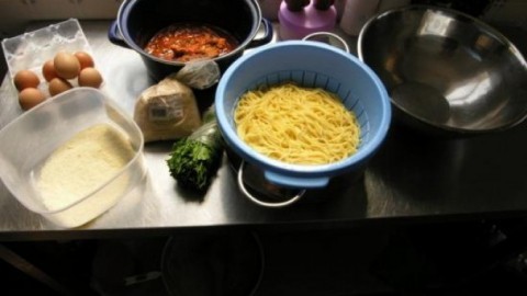 Italienisches Pasta Omelett - Resteverwertung nach einem Nudelessen