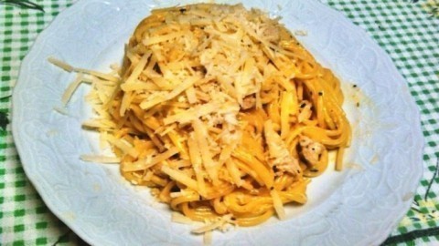 Spaghetti Puten-Carbonara ohne Sahne, laktosefrei