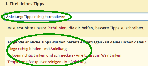 Anleitung: Tipps richtig formatieren | Frag Mutti