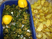 Gebackene Spinatbällchen mit Kartoffeln