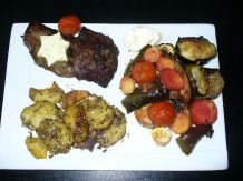 Gebackenes Spätsommergemüse mit Rindersteak