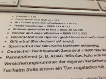 Wichtige Notrufnummern immer parat