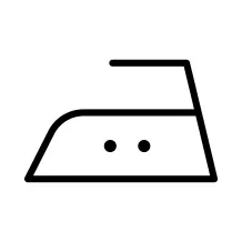 Das Waschsymbol B&uuml;geleisen mit zwei Punkten gibt an, dass man das Kleidungsst&uuml;ck mit einer m&auml;&szlig;ig hohen Temperatur b&uuml;geln kann. Auf den meisten B&uuml;geleisen wird die Temperatur auch mit Punkten angegeben.