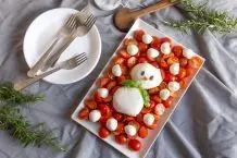 Mozzarella-Schneemann: Winterliche Caprese-Idee