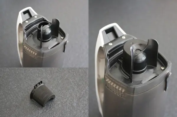 Zum Trocken saugen muss zuvor der Staubfilter ins Saugergehäuse eingesetzt werden.