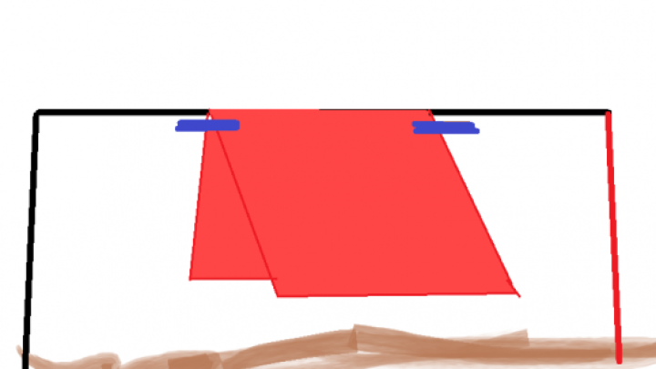 Ein rotes W&auml;schest&uuml;ck h&auml;ngt am W&auml;schetrockner, w&auml;hrend der Wind es sanft bewegt. Der Hintergrund ist schlicht.