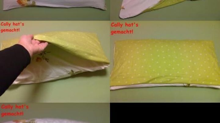 So beziehst du ein kleines Kissen mit einem gro&szlig;en Bezug ohne Stoffwurst: Die Bildanleitung zeigt dir jeden Schritt ganz einfach.