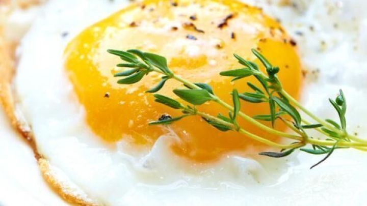 Spiegelei mit Kr&auml;utern liegt auf einem Teller, perfekt gekocht und gew&uuml;rzt, in einer hellen, einladenden K&uuml;che.