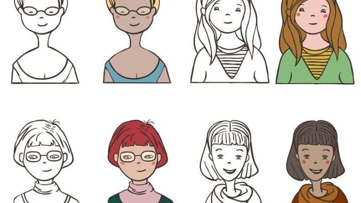 Diverse Avatare stehen nebeneinander, jeder mit einzigartigem Aussehen und Stil, in einem kreativen, digitalen Umfeld.