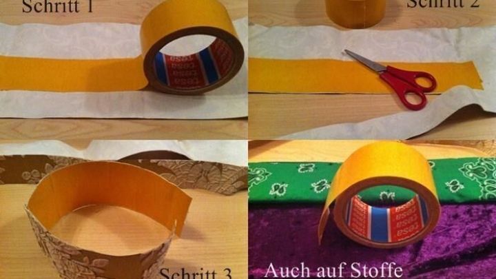 Bunte Deko- und Geschenkb&auml;nder werden in Schritt-f&uuml;r-Schritt-Anleitungen hergestellt, w&auml;hrend Stoffe und Scheren bereitliegen. Auch auf Stoffe.
