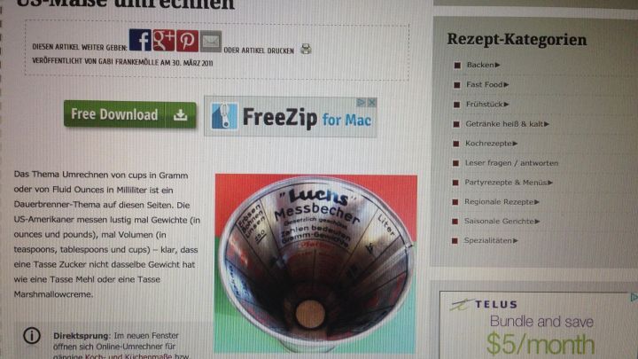 Eine Sch&uuml;ssel, die verschiedene Messwerte anzeigt, wird um Funktionen zur Umrechnung von Tassen in Gramm erg&auml;nzt.