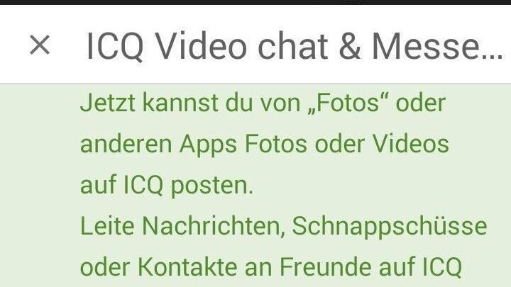 ICQ zeigt Funktionen wie Video-Chat und Messaging an, die Alternativen zu WhatsApp im sozialen Netzwerk bieten.