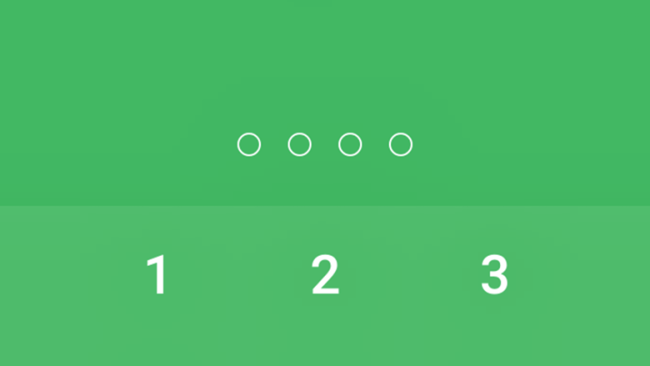 Ein gr&uuml;ner Bildschirm zeigt ein WhatsApp-Logo und eine Zifferntastatur, um Nachrichten durch ein Passwort zu sch&uuml;tzen.