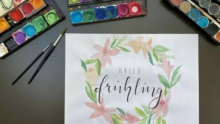 Blumenkr&auml;nze mit Wasserfarben sehen super sch&ouml;n aus und sind &uuml;berhaupt nicht schwer zu malen. Probiere es aus!