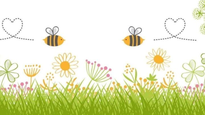 Zwei Bienen fliegen &uuml;ber eine bunte Blumenwiese, umgeben von frischem, gr&uuml;nem Gras, was die Bedeutung des Weltbienentags hervorhebt.