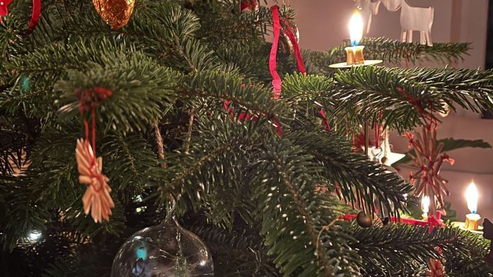 Unseren Weihnachtsbaum schm&uuml;cken wir traditionell mit Glaskugeln, Strohsternen und Co. &ndash; ganz ohne Lametta. Wie sehen deine Weihnachtstraditionen aus?