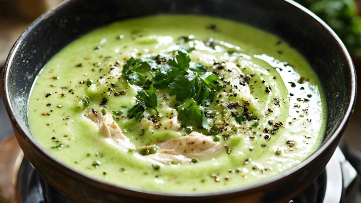 Diese cremige Erbsensuppe mit Rahm und frischen Kr&auml;utern bringt den vollen Geschmack aus dem Artikel auf deinen Tisch.