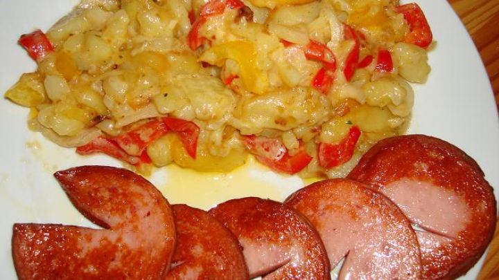 Sahnige Bratkartoffeln mit J&auml;gerschnitzel (Jagdwurst) ohne Panade