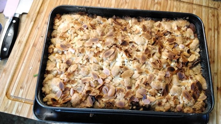 Ein saftiger Apfelkuchen mit feinen Mandelbl&auml;ttchen, Streusel und Vanillearoma, einfach herrlich.