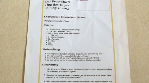 Rezepte an den Schrank kleben