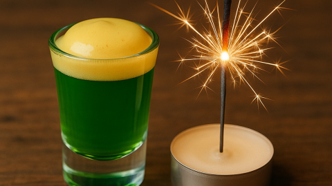 Möwenschiss mit Beleuchtung: Der Partyshot im Glas sorgt mit Feuerwerk für einen besonderen Hingucker auf deinem nächsten Fest.