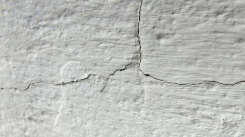 An einer Wand sind mehrere feine Risse sichtbar, die durch unzureichende Pflege entstanden sind. Sie müssen richtig zumachen werden.