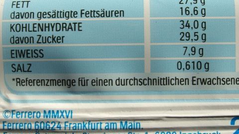 Eine Nährwerttabelle zeigt Kalorien und Nährwerte wie Fett, Kohlenhydrate und Eiweiß für eine gesunde Ernährung.