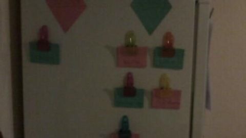 Ein Kühlschrank ist mit bunten Haftnotizen und Magneten dekoriert, die kreative Erinnerungen und Aufgaben präsentieren.