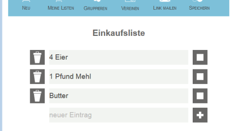 Einkaufsliste für Online Rezepte zusammenstellen