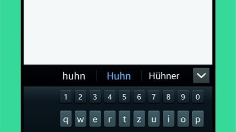 Ein Smartphone zeigt eine Suchanfrage nach „Huhn“ an, um lokale Bauernmärkte und Angebote zu finden.