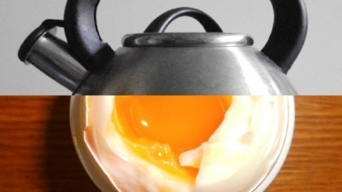 Eier im Flötenkessel kochen