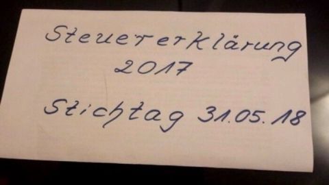 Stichtag - Steuererklärung 31.05.2018