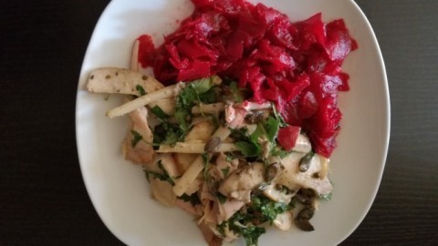 Kräuterseitlinge alla Toscana mit Rote-Rüben-Salat