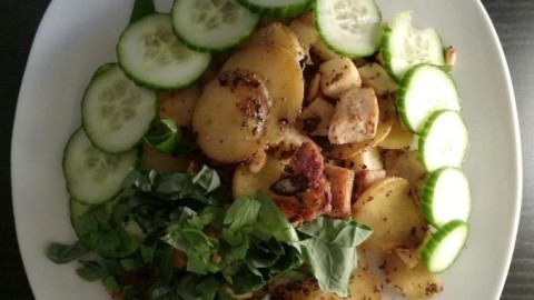 Bratkartoffeln mit Halloumi und Knollengemüse
