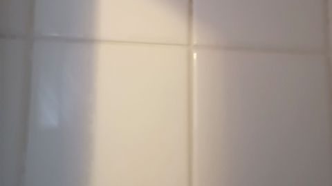 Strahlend weiße Fliesen reflektieren Licht; sie sind frisch gereinigt und zeigen keinen Schmutz oder Verfärbungen.