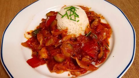 Ratatouille mit Reis - total vegan