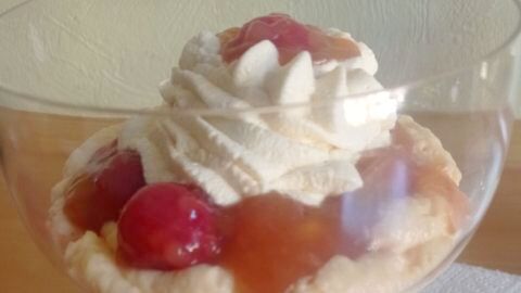 In einem schönen Dessertglas wird das erfrischende Stachelbeerkompott mit Vanillepudding nach dem Auskühlen appetitlich angerichtet.