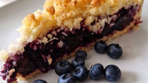 Saftiger Heidelbeerkuchen mit knusprigen Kokosstreuseln – probiere das Rezept aus dem Artikel und hole dir Beeren-Frische auf den Teller.
