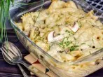 Pilz-Zwiebel-Sahne-Nudelauflauf
