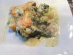 Kartoffel-Spinat-<strong>Lachs</strong>-Garnelen-Auflauf