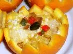 Pina-Colada-Dessert im Orangenkörbchen aus der Mikrowelle