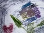 Bilder mit Wachsmalfarben gemalt - von beiden Seiten sichtbar