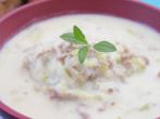 <strong>Lauchsuppe</strong> mit Hackfleisch und K&auml;se