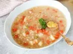 Graupensuppe pikant mit Senf