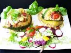 Überbackene Zucchini-Nudelnester mit Schinken