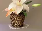 Blumenübertopf aus Videoband häkeln