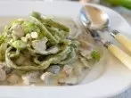 Bandnudeln mit Pilz-Brunch-Soße