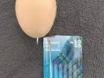 Wenn das Zierband sehr schmal ist, kann man es leicht gedoppelt in eine Stopfnadel einf&auml;deln und durch das Ei schieben.