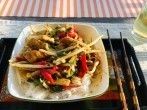 Pute asiatisch mit Papayabällchen und Kokosmilch